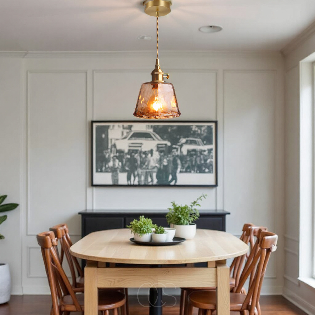 Vivrek - Amber Glass Pendant Lamp – Warm Light & Stylish Design