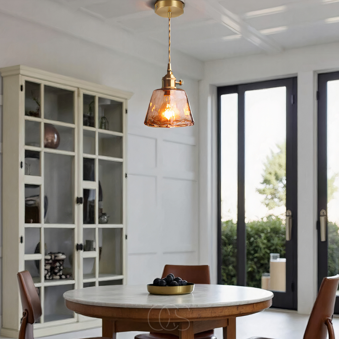 Vivrek - Amber Glass Pendant Lamp – Warm Light & Stylish Design