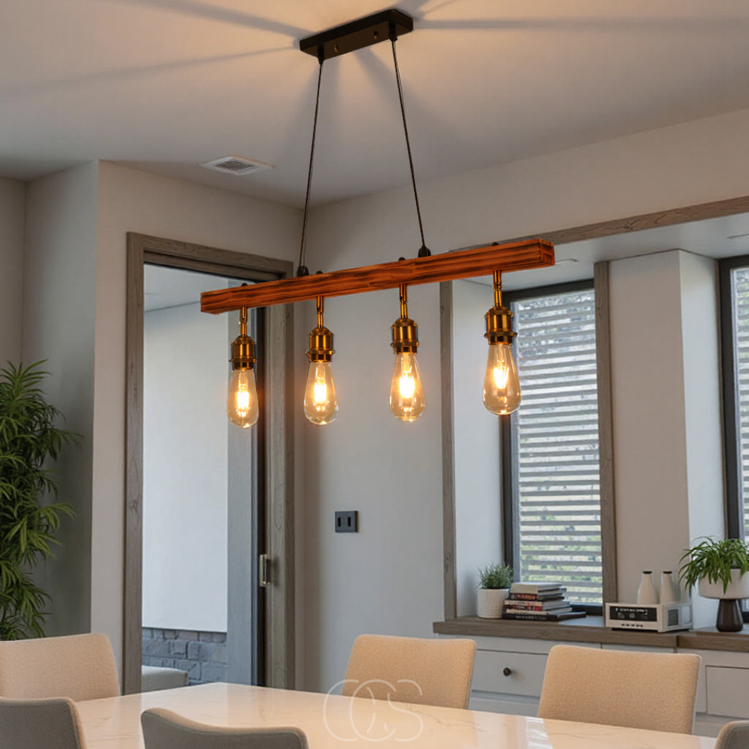 Vivrek - Ceiling lamp 4 lights - multi-light ceiling lamp wood & metal