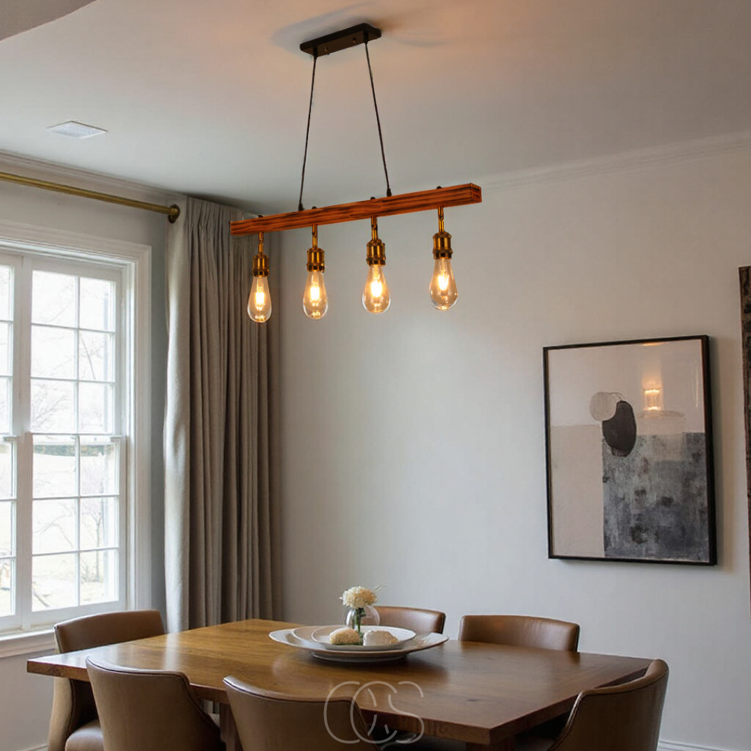 Vivrek - Ceiling lamp 4 lights - multi-light ceiling lamp wood & metal