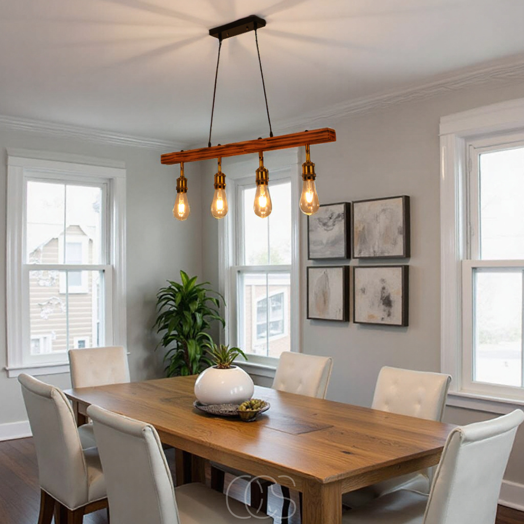 Vivrek - Ceiling lamp 4 lights - multi-light ceiling lamp wood & metal