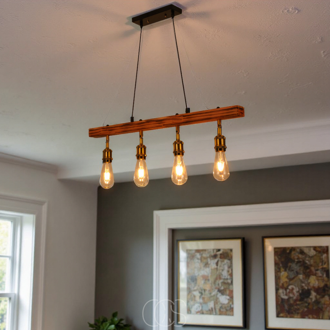 Vivrek - Ceiling lamp 4 lights - multi-light ceiling lamp wood & metal