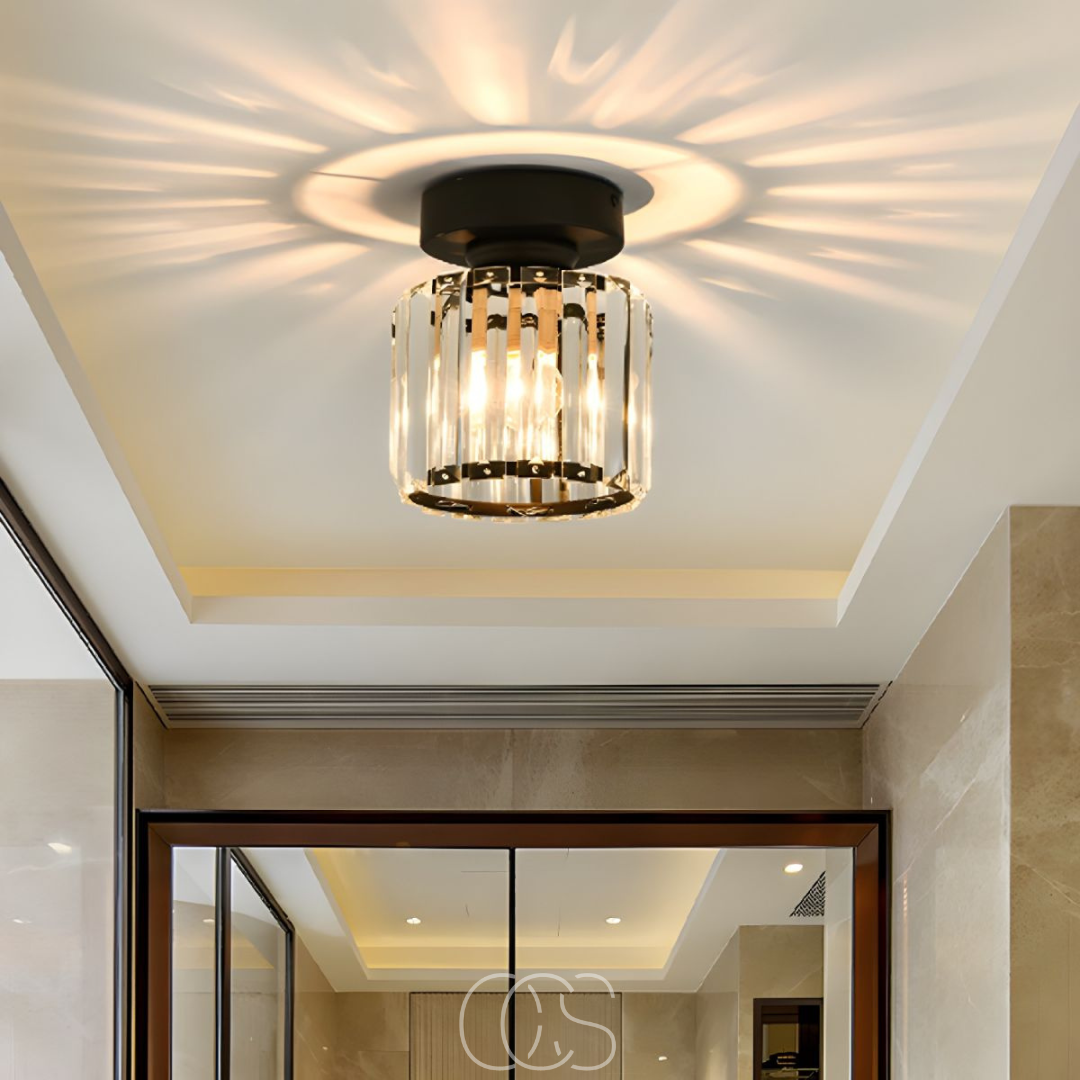 Vivrek - Crystal ceiling lamp - Black Metal & K9 Crystal flush mount