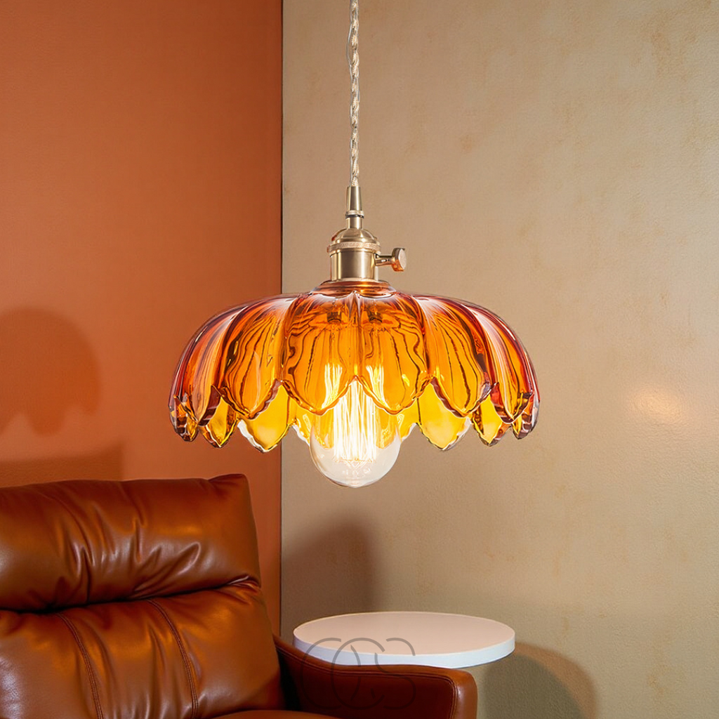 Vivrek - Glass Flower Pendant Lamp - Vintage Design