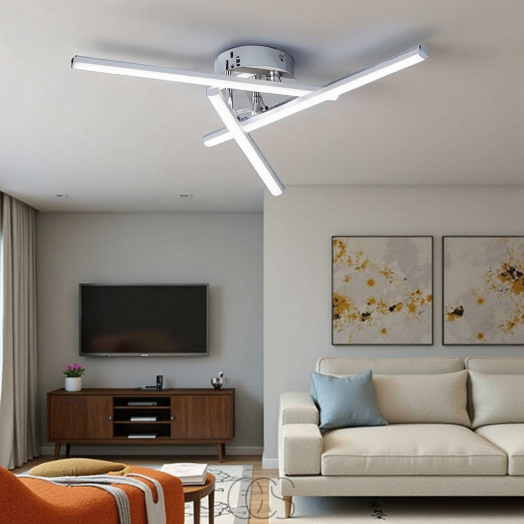Vivrek - Lámpara de Techo LED Triangular - Lámpara de Diseño en Níquel Satinado