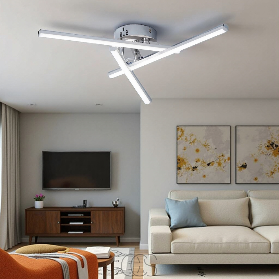 Vivrek - Lámpara de Techo LED Triangular - Lámpara de Diseño en Níquel Satinado