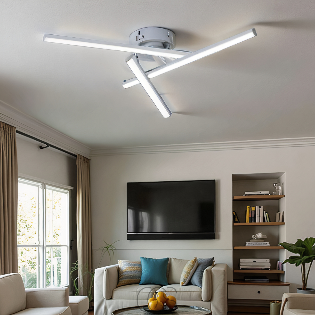 Vivrek - Lámpara de Techo LED Triangular - Lámpara de Diseño en Níquel Satinado
