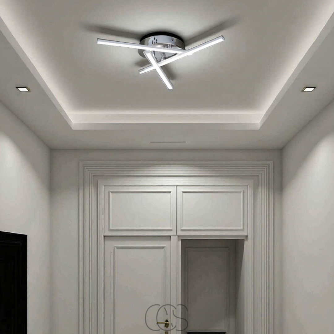 Vivrek - Lámpara de Techo LED Triangular - Lámpara de Diseño en Níquel Satinado