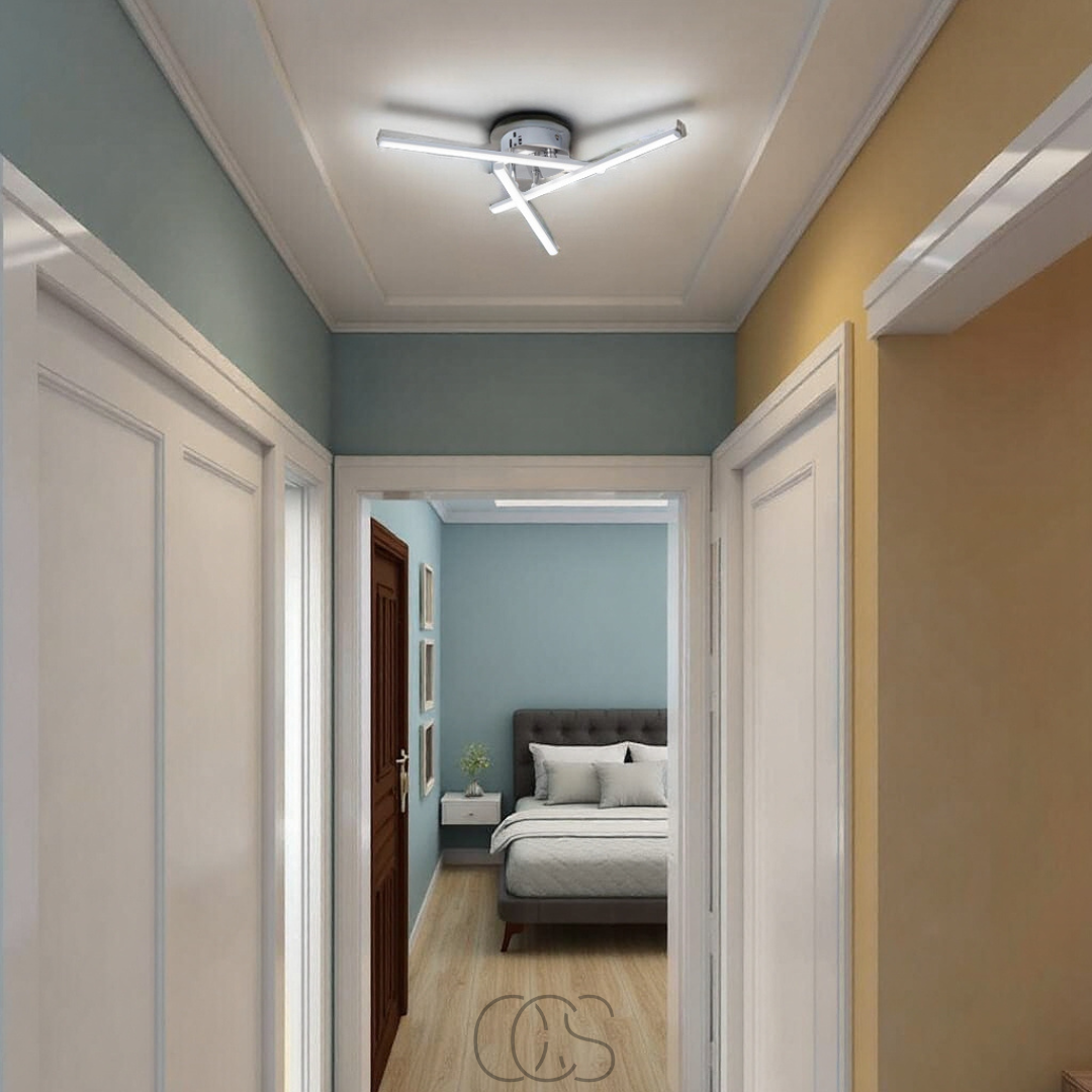 Vivrek - Lámpara de Techo LED Triangular - Lámpara de Diseño en Níquel Satinado