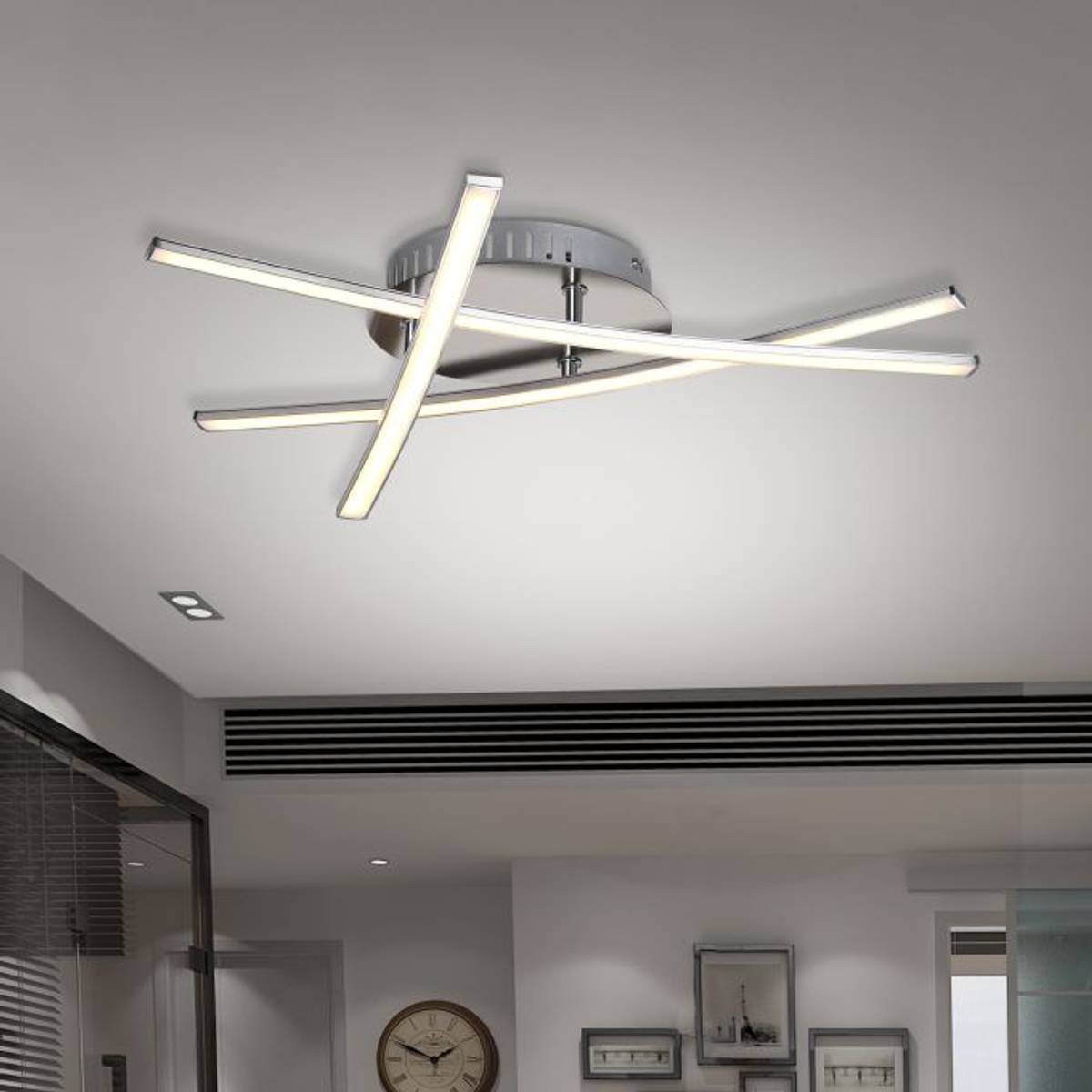 Vivrek - Lámpara de Techo LED Triangular - Lámpara de Diseño en Níquel Satinado