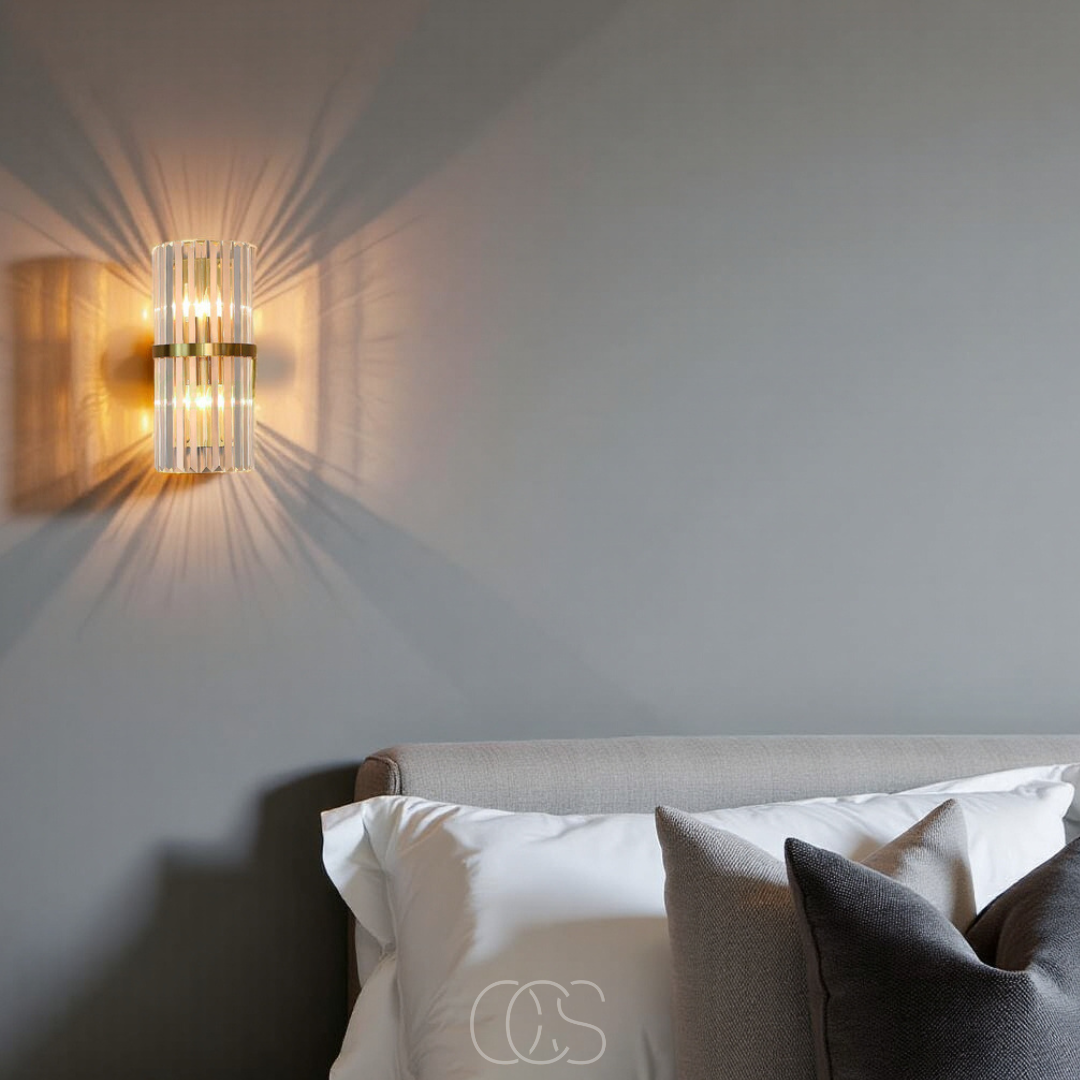 Vivrek - Lámpara de Pared de Cristal de Lujo - Acero Inoxidable y Cristal