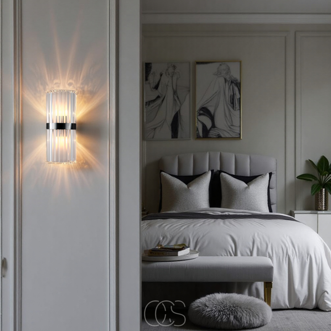 Vivrek - Lámpara de Pared de Cristal de Lujo - Acero Inoxidable y Cristal