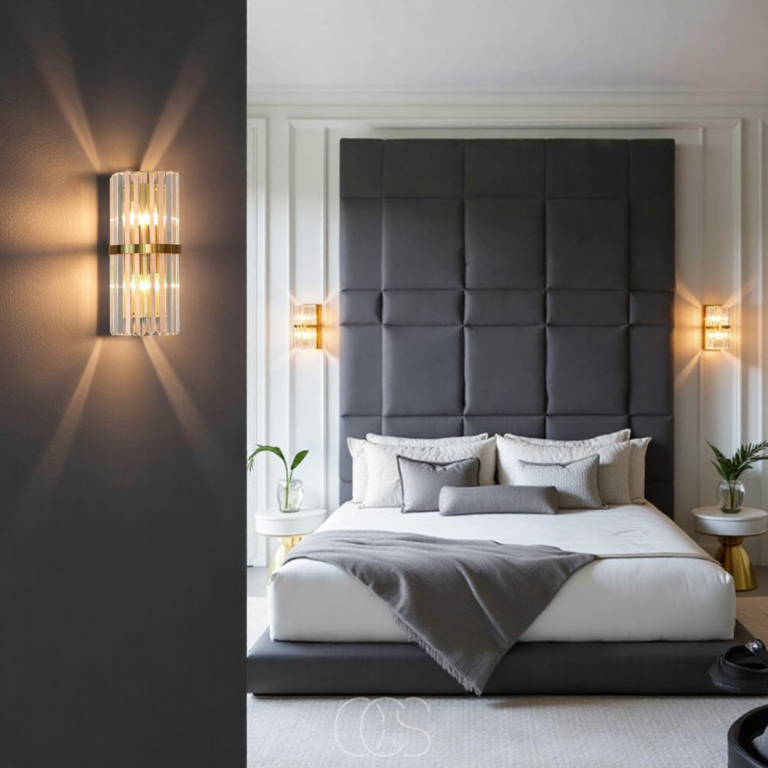 Vivrek - Lámpara de Pared de Cristal de Lujo - Acero Inoxidable y Cristal