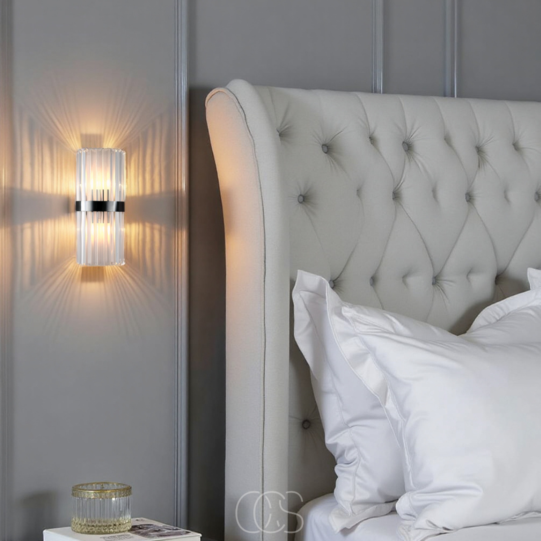 Vivrek - Lámpara de Pared de Cristal de Lujo - Acero Inoxidable y Cristal