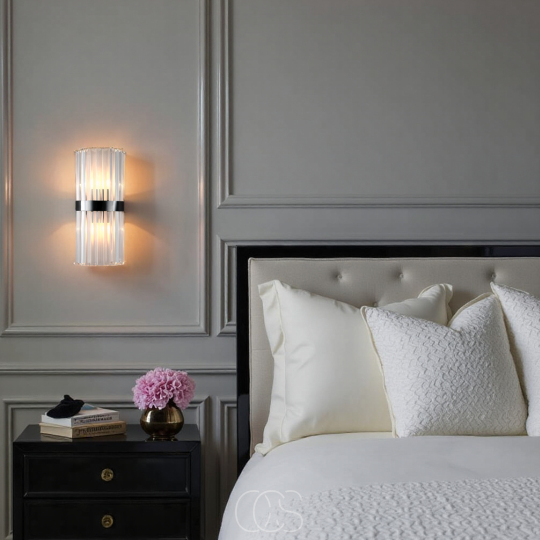Vivrek - Lámpara de Pared de Cristal de Lujo - Acero Inoxidable y Cristal