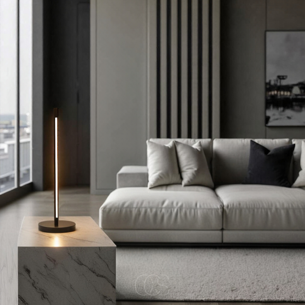 Vivrek - Lámpara de Mesa LED Minimalista - Moderno Aluminio Negro Mate