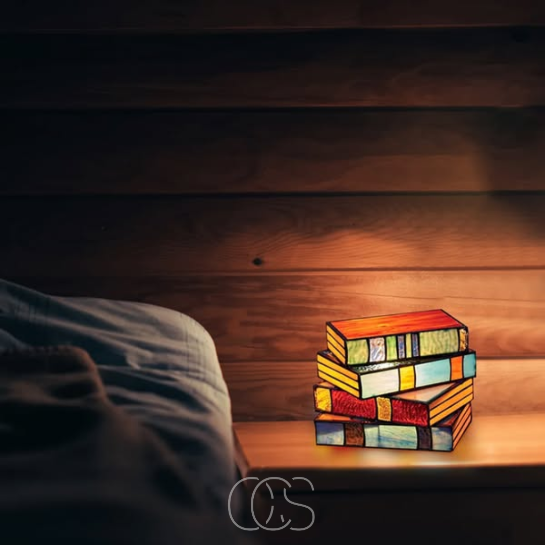 Vivrek - Lámpara de Mesa Tiffany Inalámbrica - Lámpara de Libro Mosaico