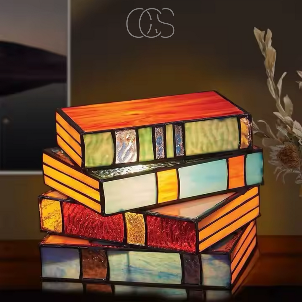 Vivrek - Lámpara de Mesa Tiffany Inalámbrica - Lámpara de Libro Mosaico