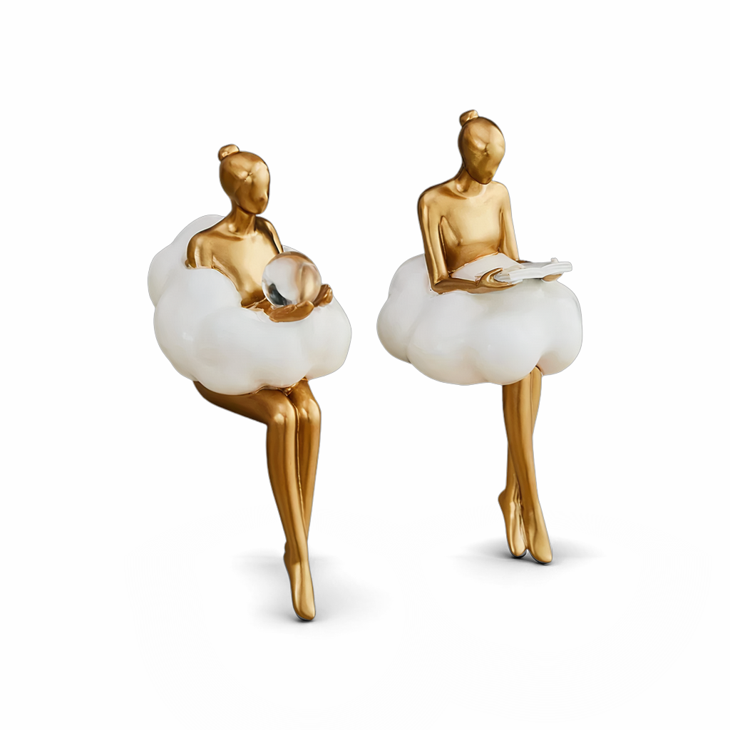 Vivrek - Escultura de Mujer Leyendo en Nube - Objeto de Arte en Resina