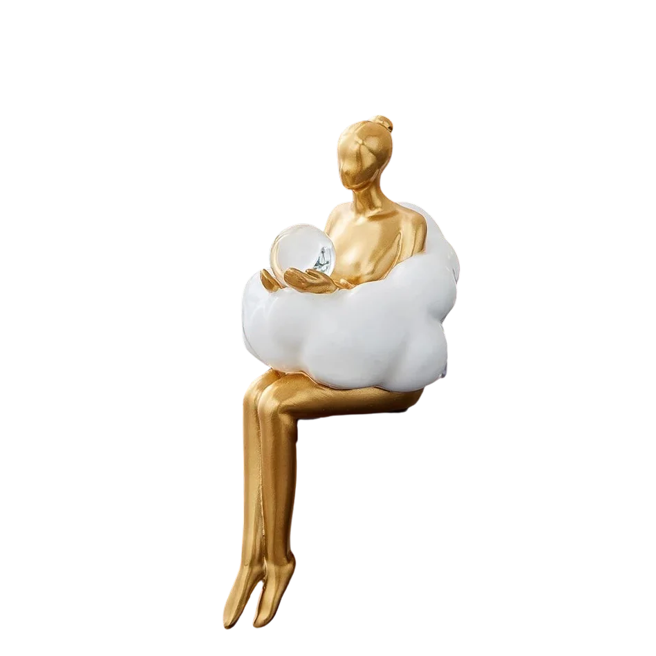 Vivrek - Escultura de Mujer Leyendo en Nube - Objeto de Arte en Resina