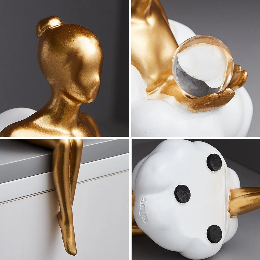Vivrek - Escultura de Mujer Leyendo en Nube - Objeto de Arte en Resina