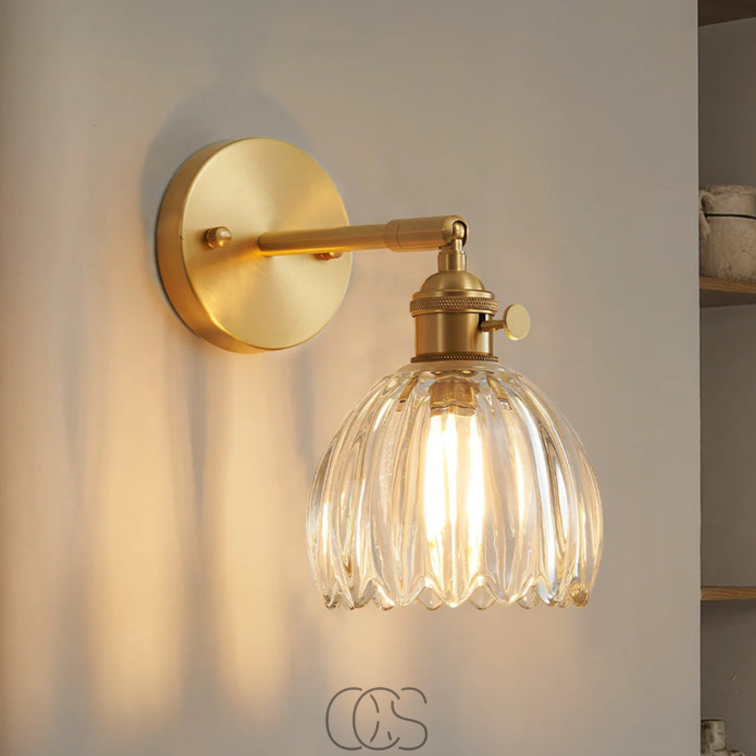 Vivrek - Lámpara de Pared Retro con Pantalla de Tulipán de Vidrio