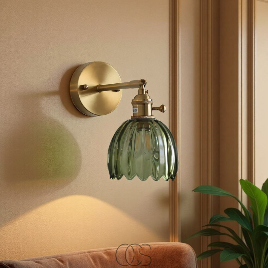 Vivrek - Lámpara de Pared Retro con Pantalla de Tulipán de Vidrio