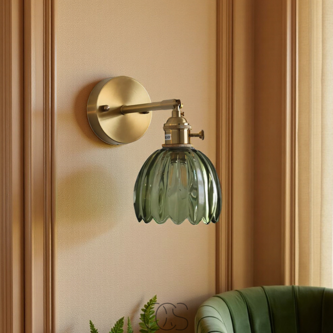 Vivrek - Lámpara de Pared Retro con Pantalla de Tulipán de Vidrio