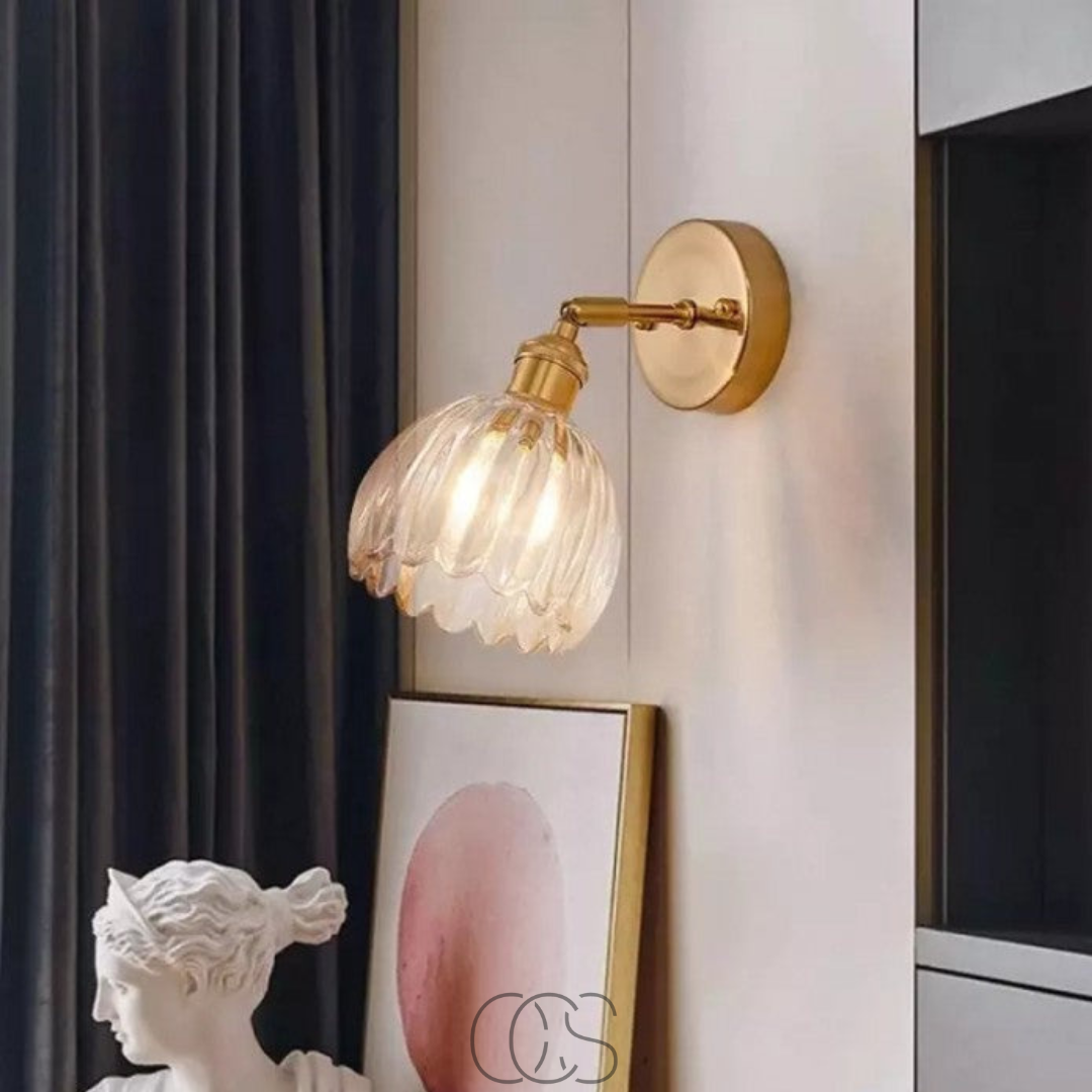 Vivrek - Lámpara de Pared Retro con Pantalla de Tulipán de Vidrio