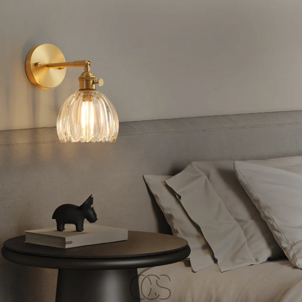 Vivrek - Lámpara de Pared Retro con Pantalla de Tulipán de Vidrio