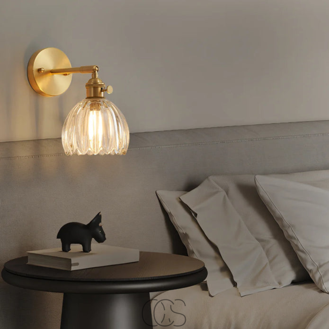 Vivrek - Lámpara de Pared Retro con Pantalla de Tulipán de Vidrio