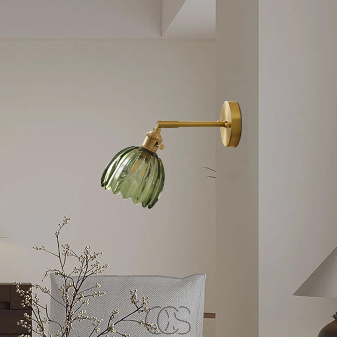 Vivrek - Lámpara de Pared Retro con Pantalla de Tulipán de Vidrio