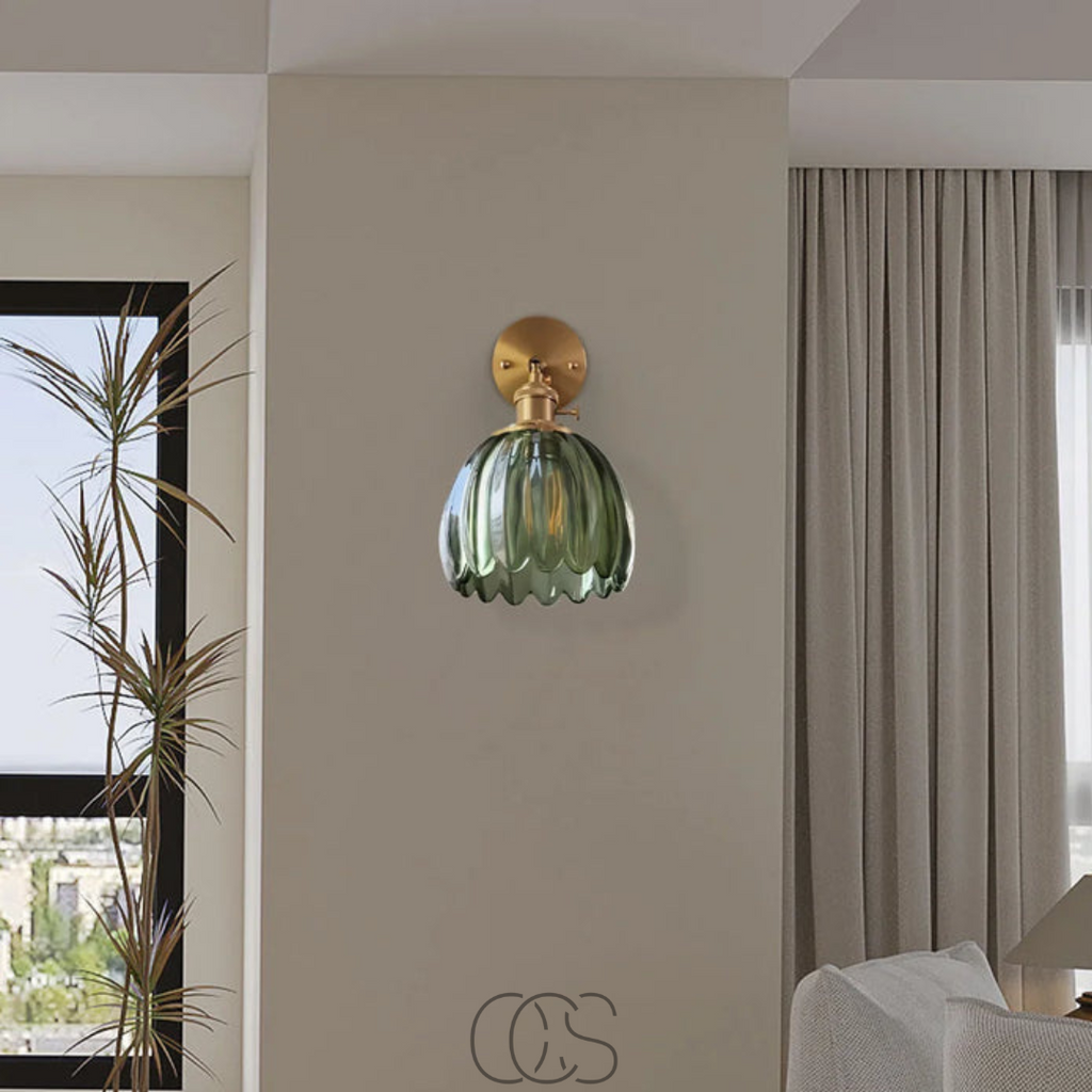 Vivrek - Lámpara de Pared Retro con Pantalla de Tulipán de Vidrio