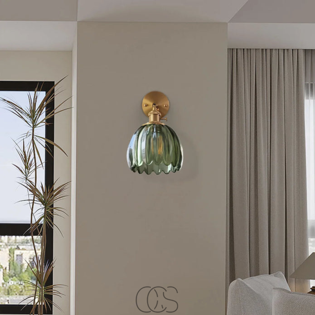 Vivrek - Lámpara de Pared Retro con Pantalla de Tulipán de Vidrio