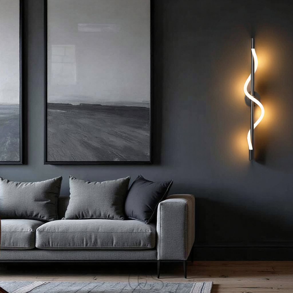 Vivrek - Lámpara de pared LED delgada - Aluminio negro