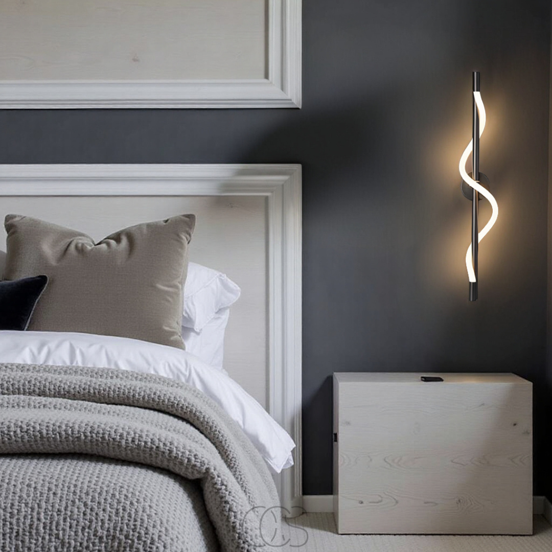 Vivrek - Lámpara de pared LED delgada - Aluminio negro
