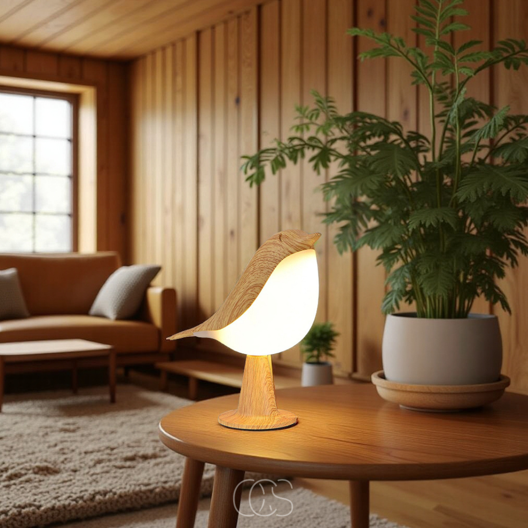 Vivrek - Lámpara de Pájaro de Madera - Lámpara de Mesa Inalámbrica con Luz Cálida