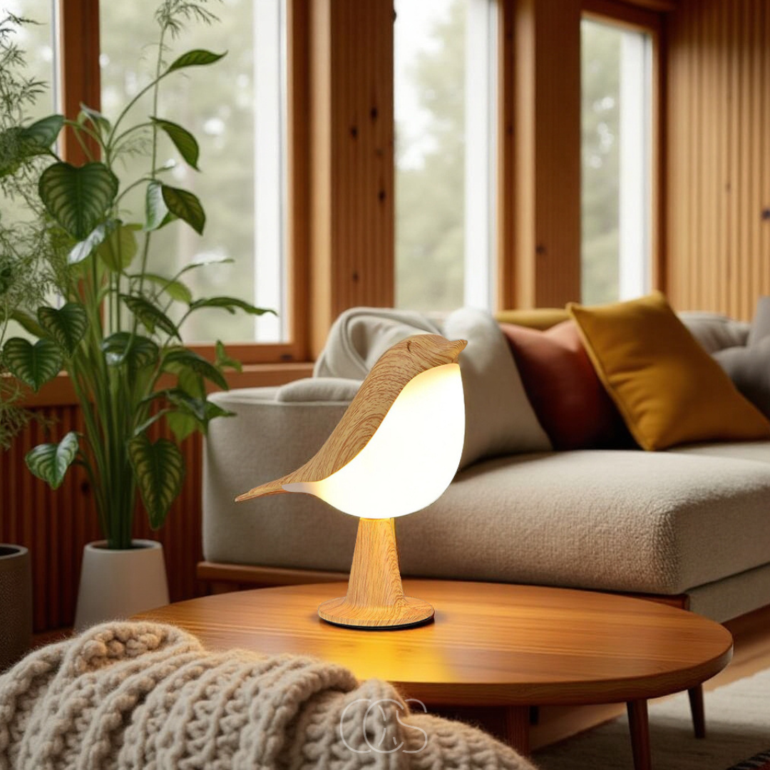Vivrek - Lámpara de Pájaro de Madera - Lámpara de Mesa Inalámbrica con Luz Cálida
