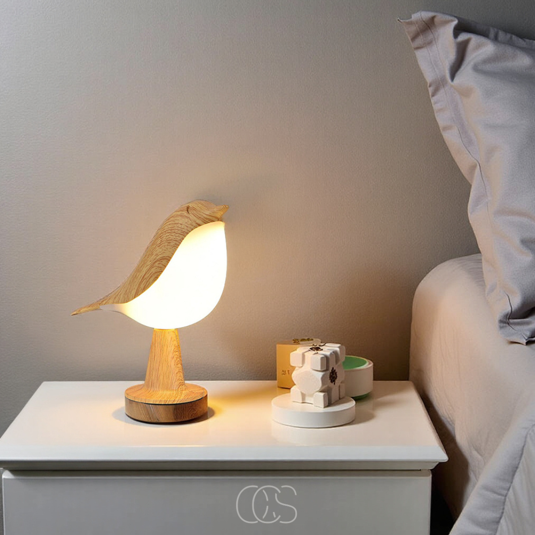 Vivrek - Lámpara de Pájaro de Madera - Lámpara de Mesa Inalámbrica con Luz Cálida