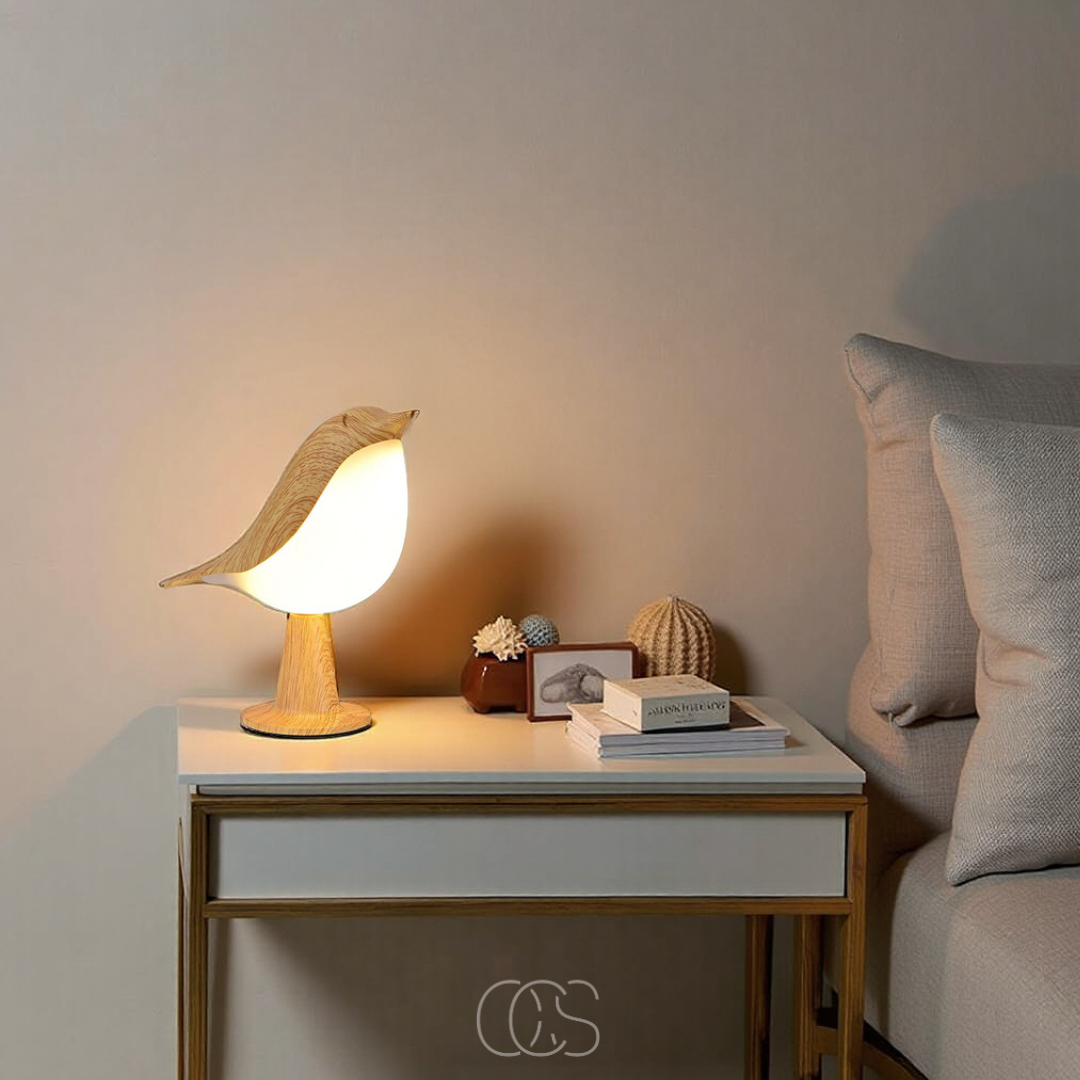 Vivrek - Lámpara de Pájaro de Madera - Lámpara de Mesa Inalámbrica con Luz Cálida