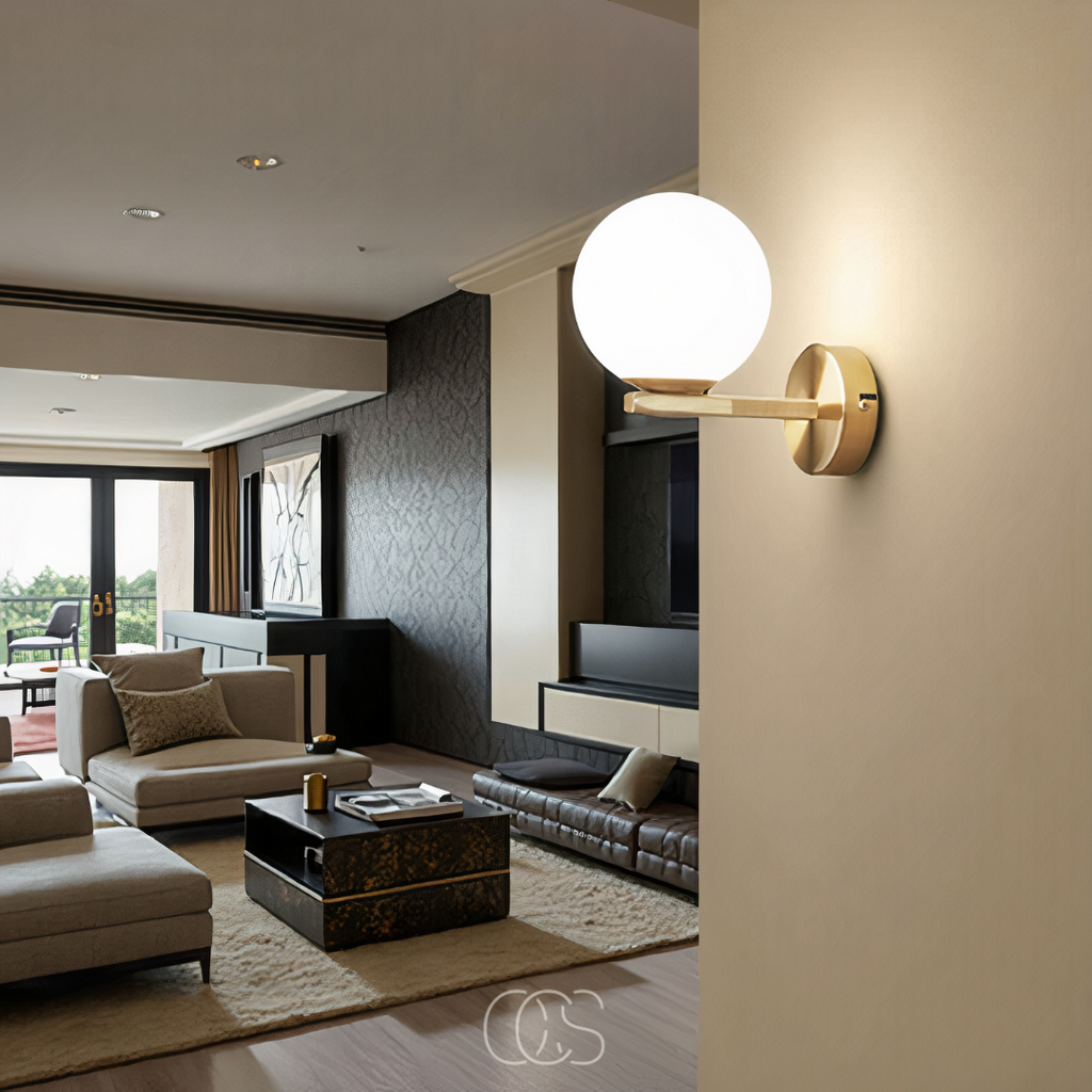Vivrek - wall lamp with white globe