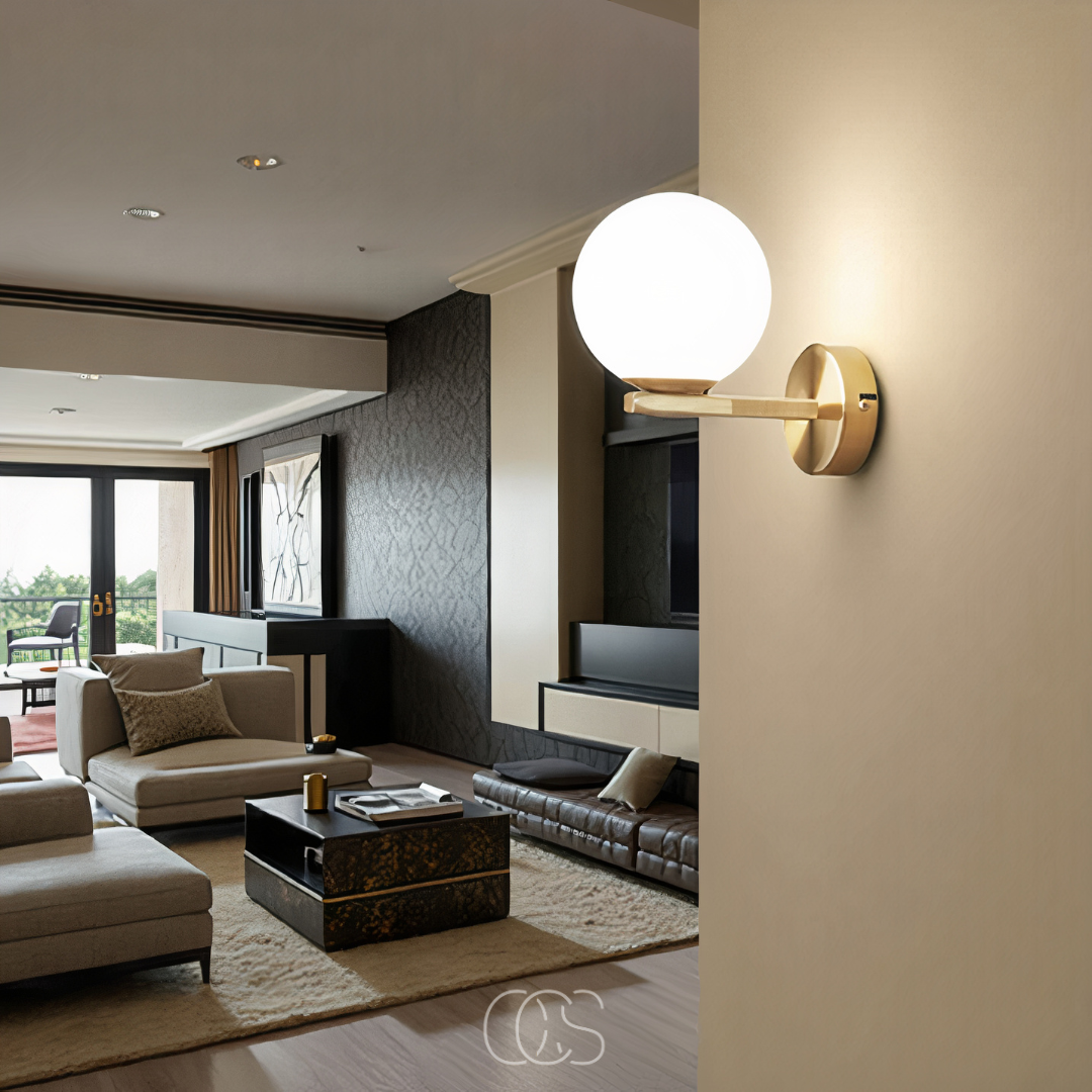 Vivrek - wall lamp with white globe