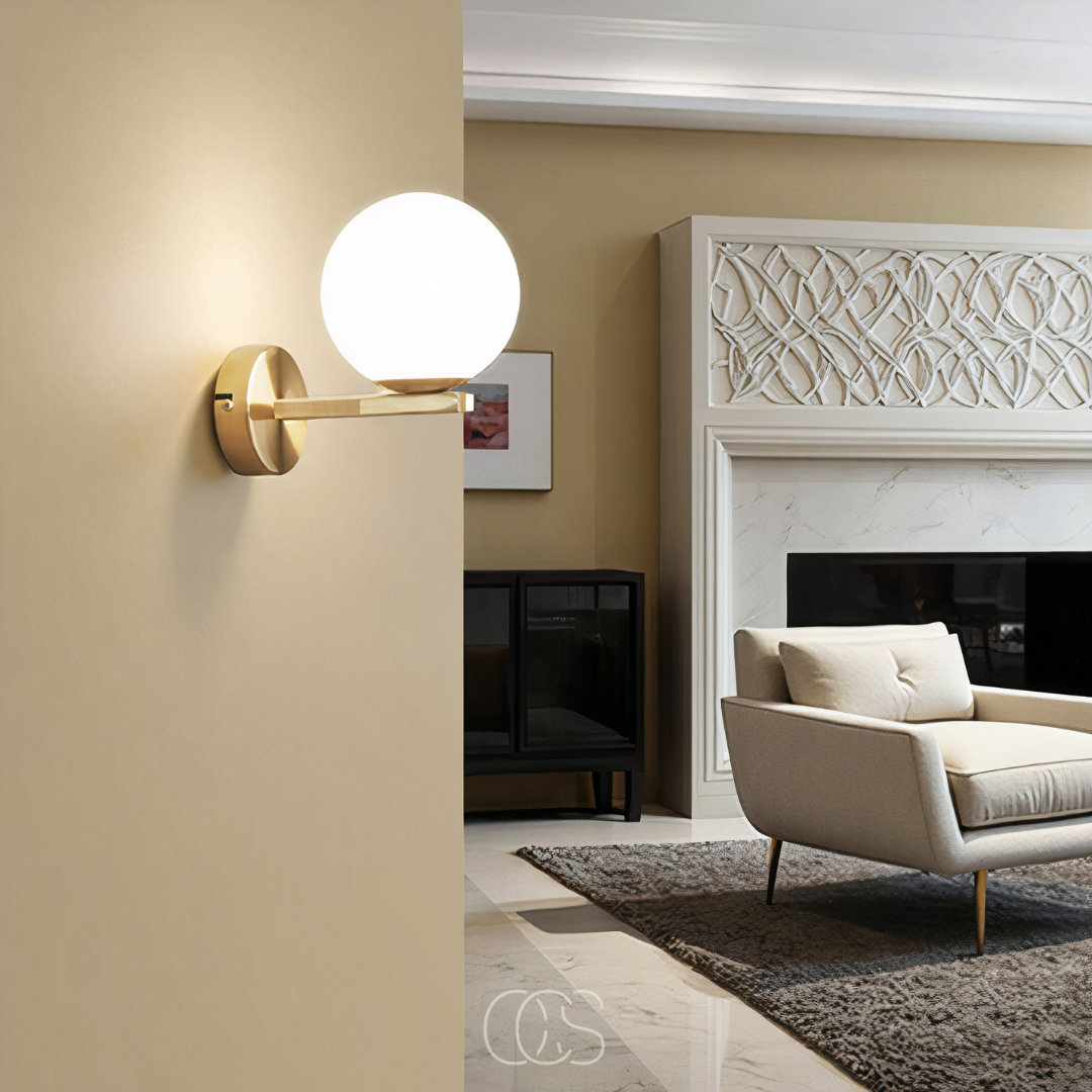 Vivrek - wall lamp with white globe